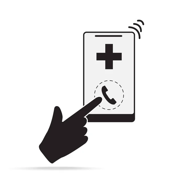 Smartphone Ręka Ikony Obraz Kliniczny Połączenie Alarmowe Szpitala Ikona — Wektor stockowy