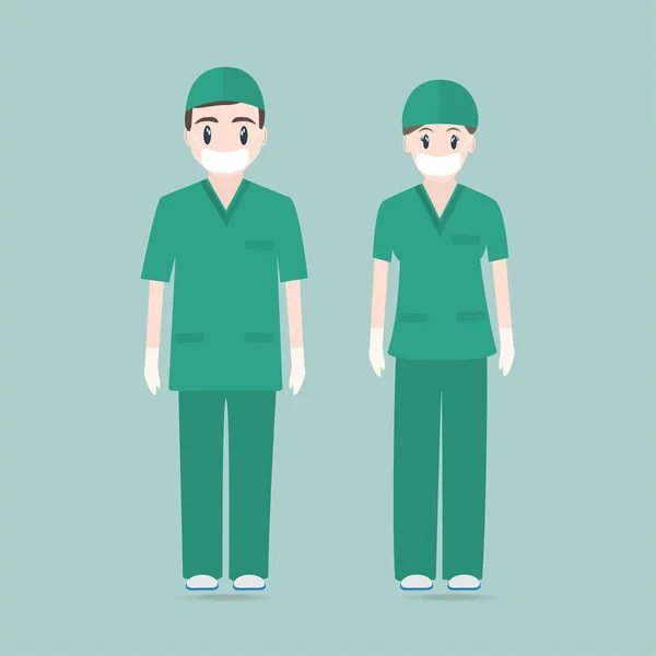 Arzt Und Krankenschwester Illustration Ikone Medizinisches Konzept — Stockvektor