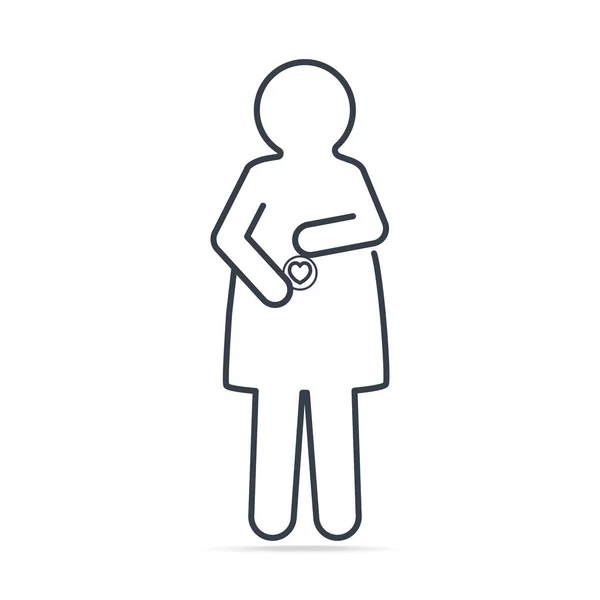 Icono Mujer Embarazada Ilustración Icono Línea Simple — Vector de stock