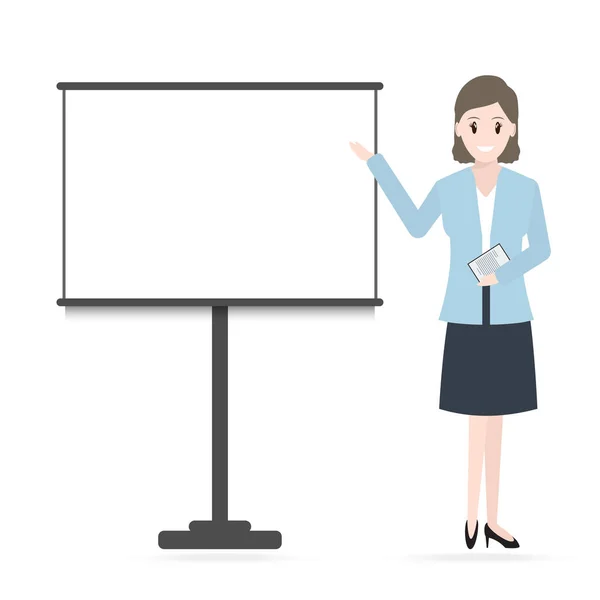 Woman Standing Presentation Icon Meeting Business Icon — Stock Vector