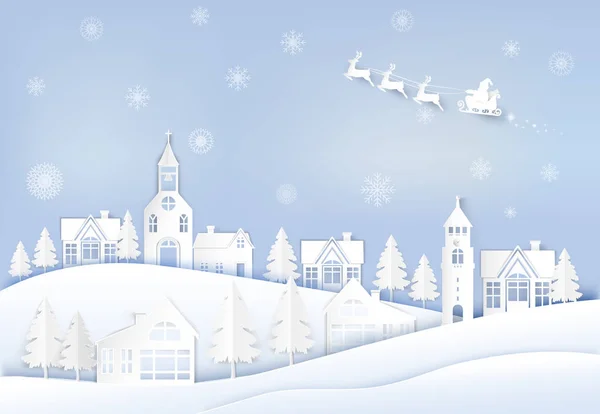 Vacaciones Invierno Santa Ciervos Con Fondo Copo Nieve Navidad Temporada — Vector de stock