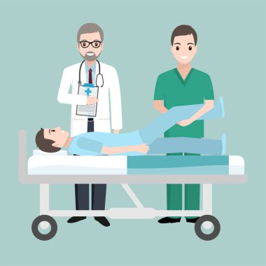 Hasta ve Doktor, Hemşire simge tasarlamak fiziksel egzersiz rehabilitasyonu