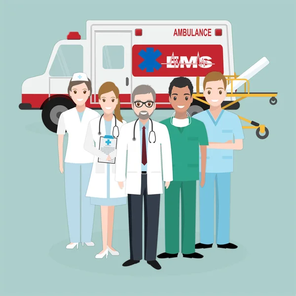 Diensten Voor Spoedeisende Medische Zorg Rescue Medische Teams Illustratie — Stockvector