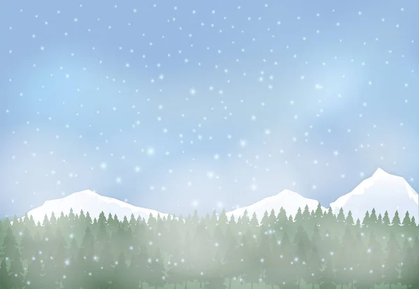 Зимний Пейзаж Снежным Фоном Рождественская Иллюстрация — стоковый вектор