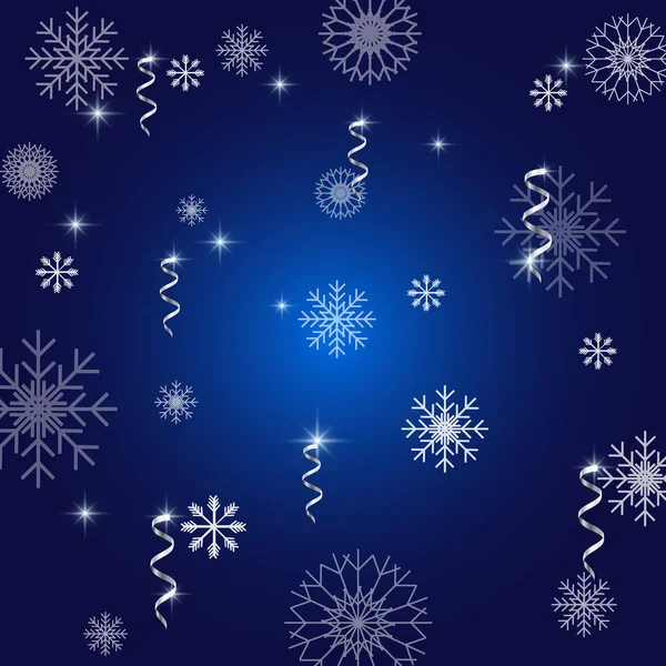 Christmas New Year Greeting Card Snowflake Blue Illustration Background — Stock Vector