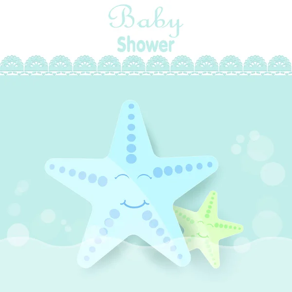 Baby Shower Card Cute Cartoon Starfish Greeting Card Birthday Card — Stock Vector