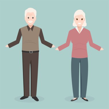 Yaşlı adam ve kadın simgesi, iyi bir sağlık için büyük konsept illüstrasyon