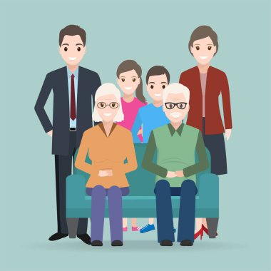 Aile kutsal kişilerin resmi, mutlu aile karakteri simge tasarlamak