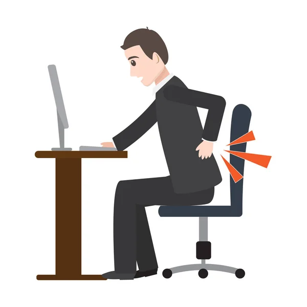 Man Suffering Back Pain Icon Medical Illustration — Stock Vector