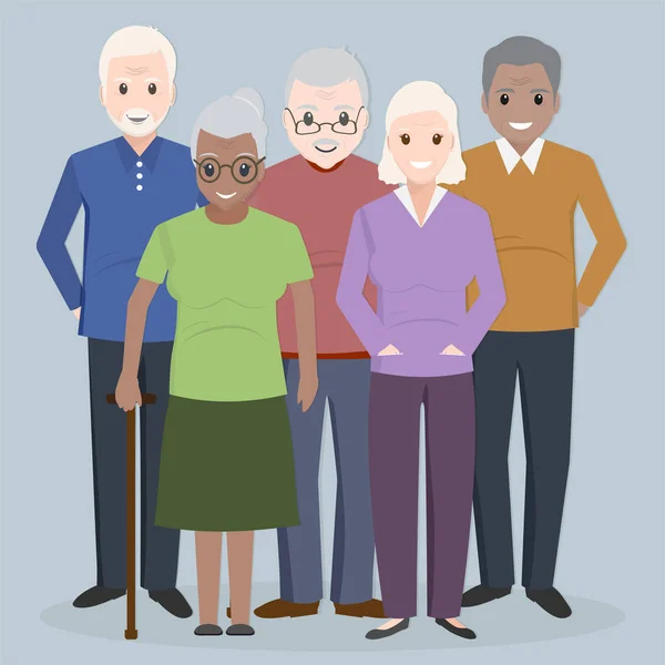 Grupp Äldre Personer Ikon Gamla Människor Illustration — Stock vektor