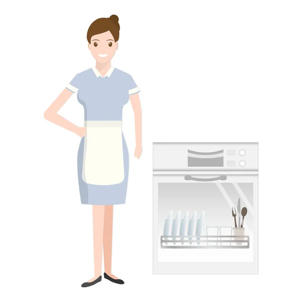 Икона Горничной Посудомоечной Машины Рисунок Знака Очистки — стоковый вектор