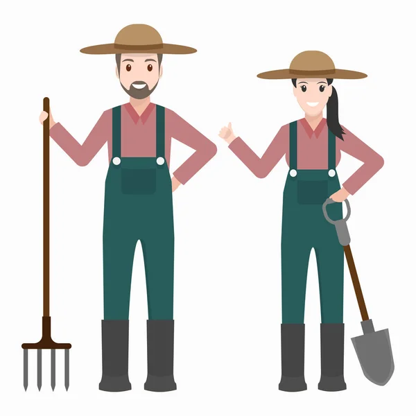Rolnik Mężczyzna Kobieta Rolnictwa Narzędzie Ilustracja — Wektor stockowy