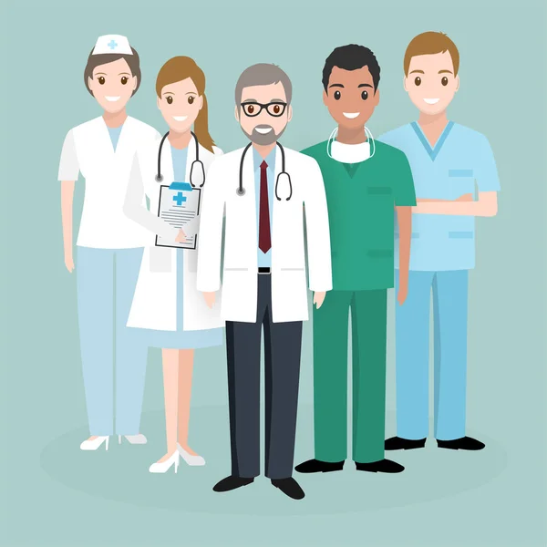 Ícone Ilustração Equipe Doutor Enfermeira Ilustração Conceito Medicina — Vetor de Stock
