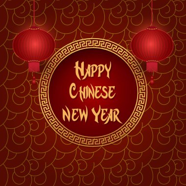 Çince Çin yeni yılı için arka plan kırmızı model asılı fener