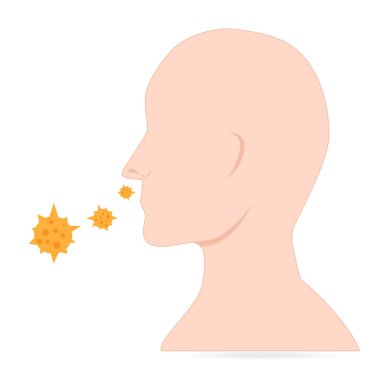 Nefes, nefes ve virüs simgesi. Enfeksiyon nefes kavramı