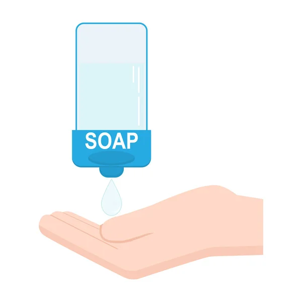 Mosógép kezét és ikonját szappan, higiénia illusztráció — Stock Vector
