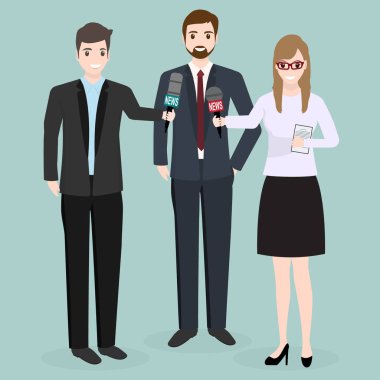 Elinde mikrofon simgesi olan bir gazeteci