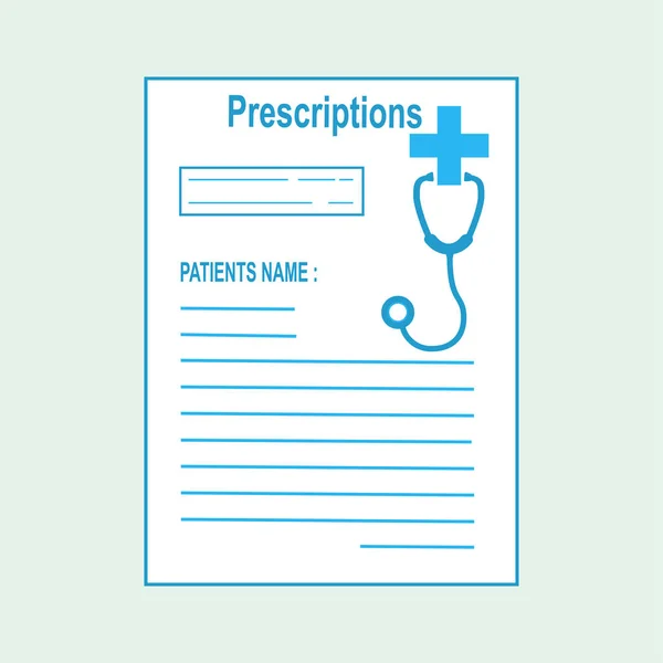 Prescrições e ícone do estetoscópio. ilustração medicina — Vetor de Stock