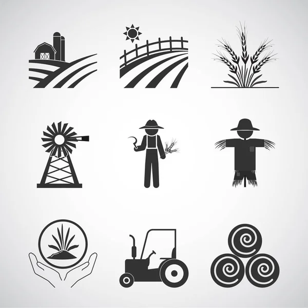 Agriculture and tractor icon set illustration — Stock Vector