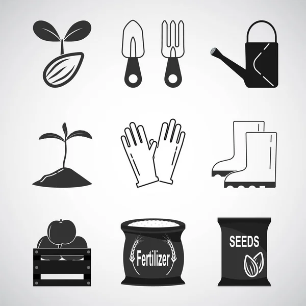 Gardening and Planting icon set illustration — Stock Vector