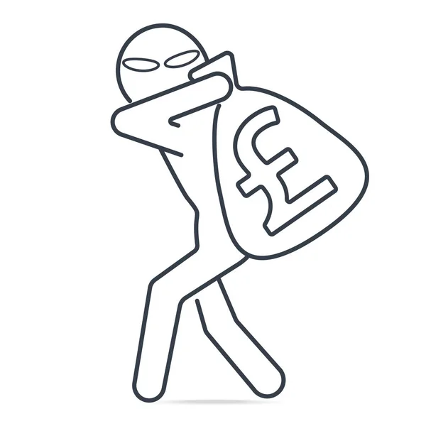 Ladro rubare soldi e sterlina GBP segno icona . — Vettoriale Stock