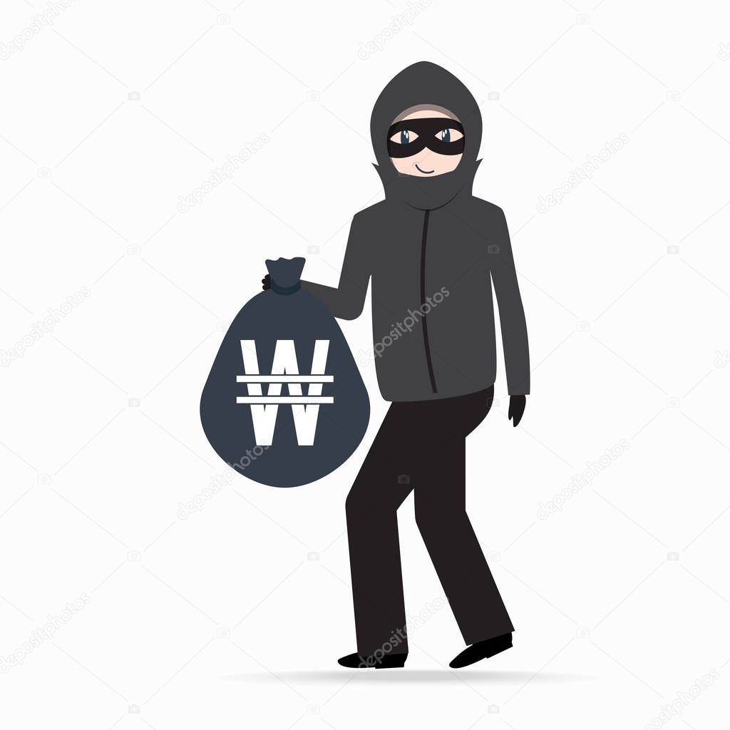 Beware pickpocket sign. thief icon
