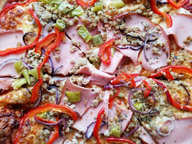 Baharatlı pizza yakın kadar gıda arka plan olarak kullanmak olabilir