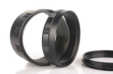 Uzantısı halkalar veya makro yüzük beyaz arka plan üzerinde izole macrophotography için