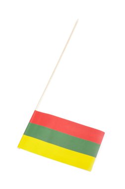 Kağıt Litvanya bayrak beyaz arka plan üzerinde izole Hatıra olarak