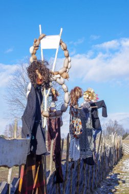 Çeşitli süslemeler kararsız geleneksel Litvanya Festival Uzgavenes Rumsiskes, Litvanya