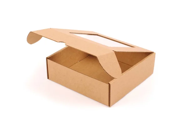 Bezorging Pakket Box Gemaakt Van Karton Geïsoleerd Witte Achtergrond — Stockfoto