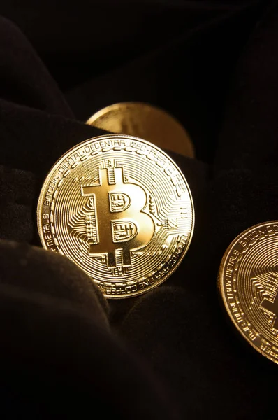 Bitcoin Egy Virtuális Valuta Érme Bitcoin Jelképe — Stock Fotó