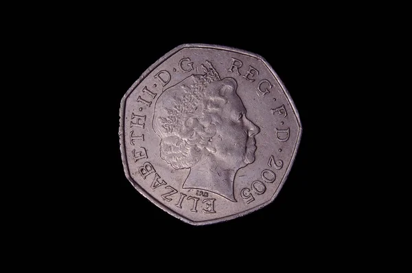 Pence Coin Elizabeth Isolated Black Background — Stock Photo, Image