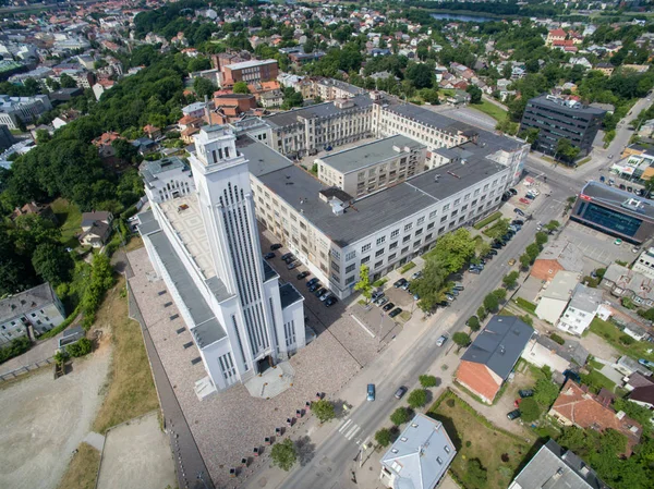 Aerial view of Christ\'s resurrection church in Kaunas, Lithuania