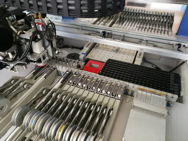Mechanismy Uvnitř Vyskladnění Místo Stroj Pro Elektroniku Plošných Montáž — Stock fotografie