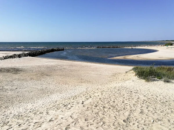 Desembocadura Del Río Sventoji Playa Del Mar Báltico Ciudad Sventoji — Foto de Stock