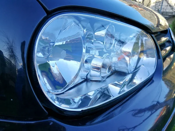 Autó Fényszórók Reflektorok Műanyag Optikai Lencse Közelről — Stock Fotó