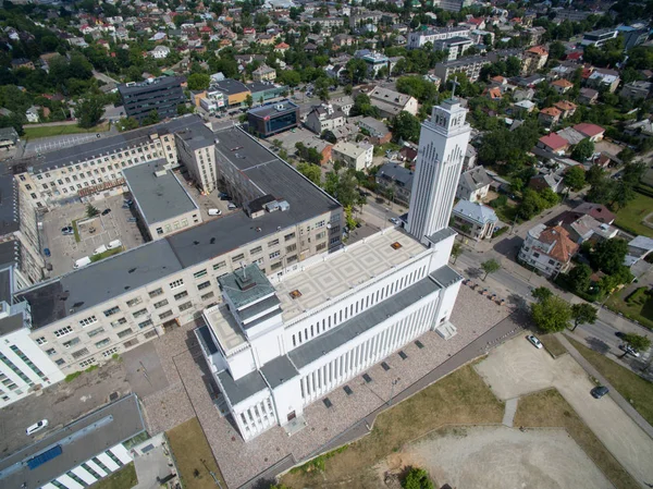 Aerial view of Christ\'s resurrection church in Kaunas, Lithuania