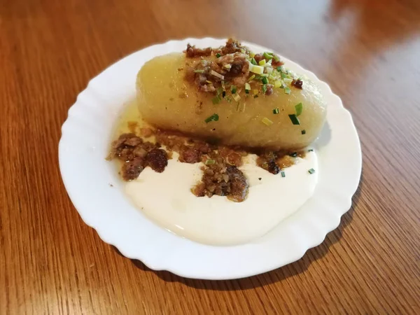 Prato Lituânia Tradicional Carne Malha Potatoe Fervida — Fotografia de Stock
