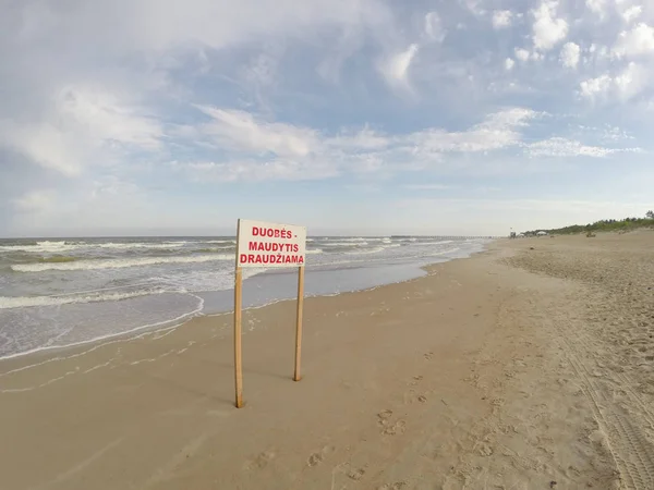 Sandy Summer Baltic Sea Beach Summertime Palanga Resort Lithuania Sign — Stock Photo, Image