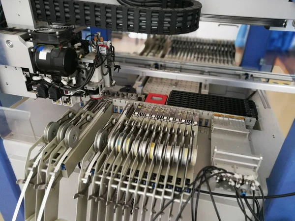 Mecanismos Dentro Máquina Pick Place Para Ensamblaje Placas Circuitos Impresos — Foto de Stock