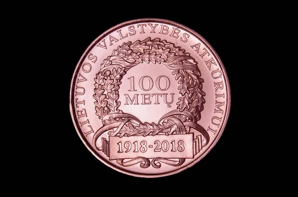 Medalla Cobre Acuñación Limitada Conmemorativa 100 Años Para Lituania —  Fotos de Stock