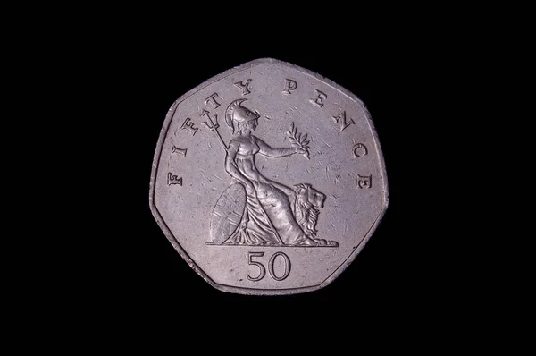 Pence Koin Inggris Dengan Prajurit Terisolasi Pada Latar Belakang Hitam — Stok Foto