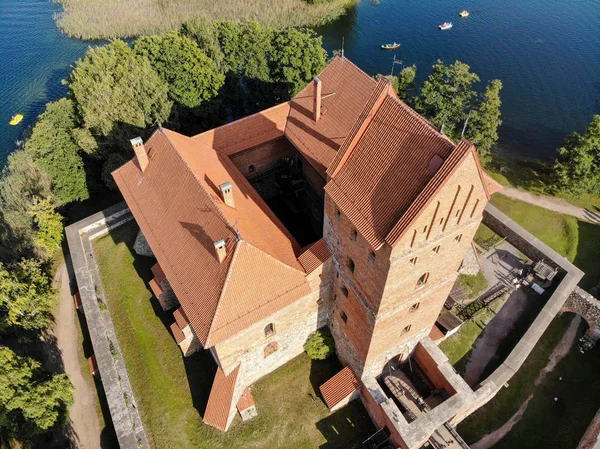 Vista Aérea Del Castillo Trakai Castillo Isla Trakai Lituania — Foto de Stock