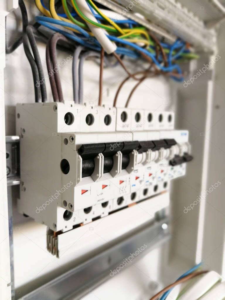 Electric safety switches and wiring inside electrical panel