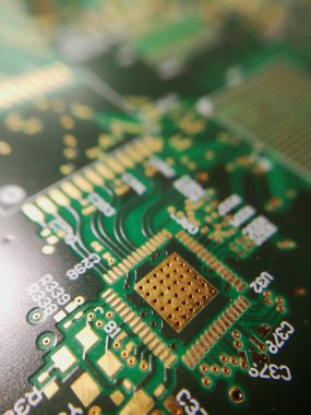 Macro close up of printed circuit board QFN quad flat no leads technology footprint clipart