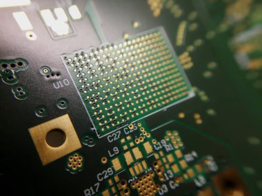 Macro close up of BGA ball grid array technology footprint on electronic printed circuit borad clipart