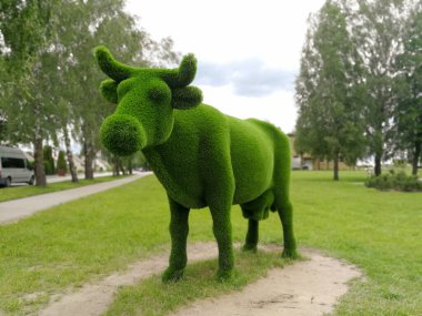 Litvanya 'nın Naisiai kasabasında inek şeklindeki heykel