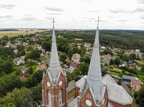 Luchtfoto Van George Kerk Vilkija Stad District Kaunas Gemeente Litouwen — Stockfoto