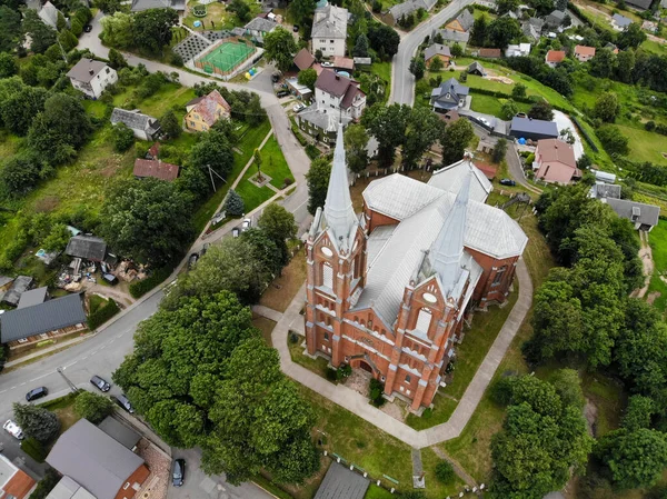 Luchtfoto Van George Kerk Vilkija Stad District Kaunas Gemeente Litouwen — Stockfoto